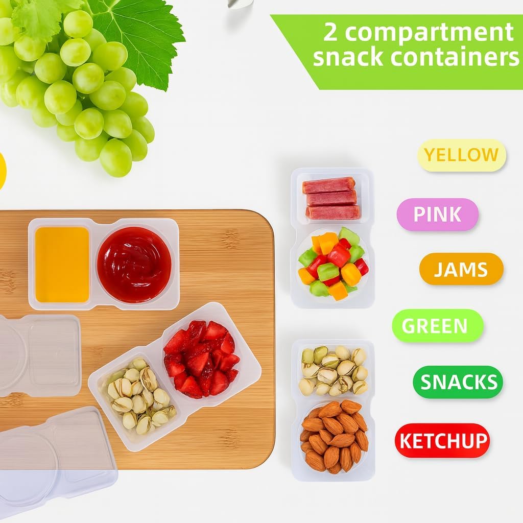 20 Pack Reusable Snack Containers with Lids – Snack Tray & Portion Control Containers, Lunch Accessories for Kids, Fruit Containers for Lunch Box, Perfect for School Lunch & Meal Prep