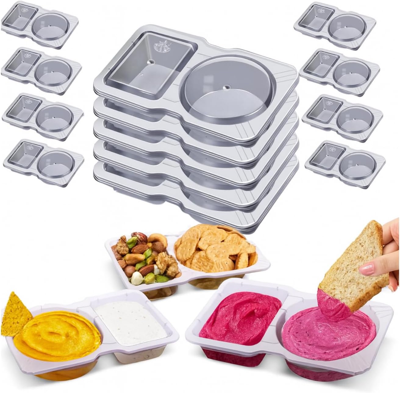 20 Pack Reusable Snack Containers with Lids – Snack Tray & Portion Control Containers, Lunch Accessories for Kids, Fruit Containers for Lunch Box, Perfect for School Lunch & Meal Prep